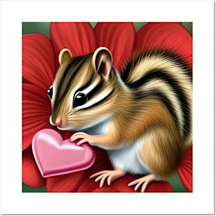 Valentine's Day Squirrel with a Pink Heart Posters and Art